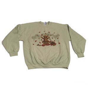 Vintage Autumn Teddy Bear Pullover Sweatshirt Size XL